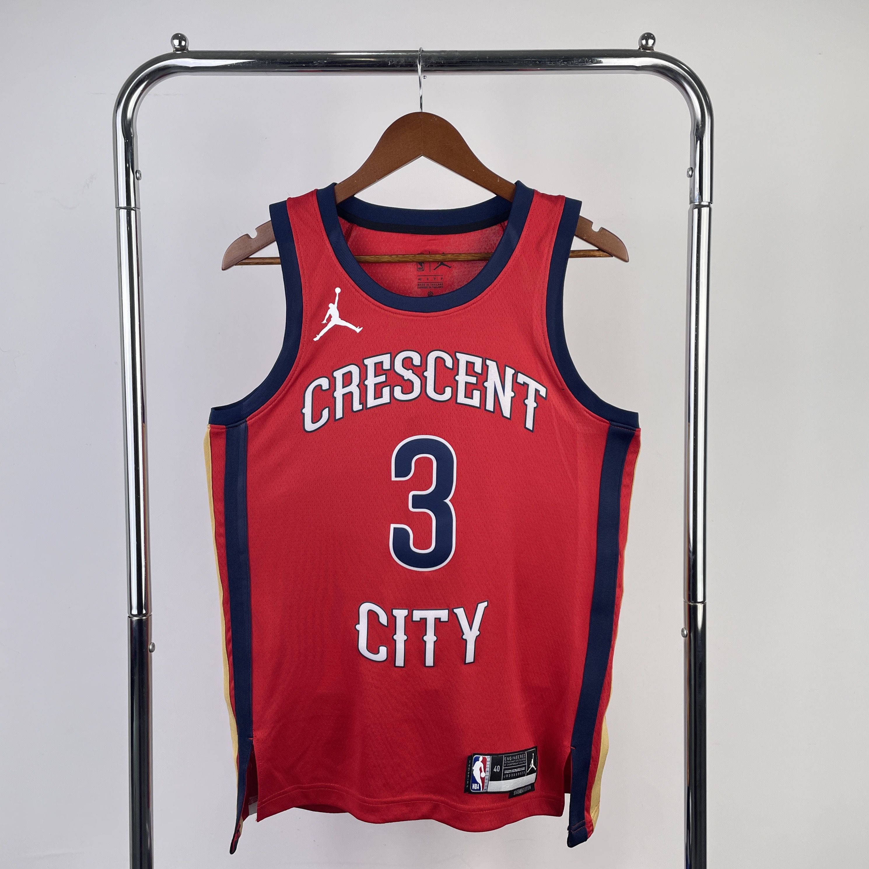 Men New Orleans Pelicans #3 Mccollum Red Season Jordon 2024 NBA Jersey-0